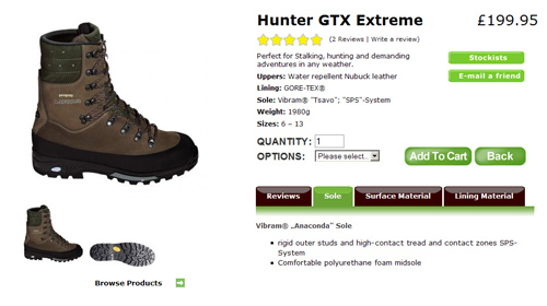 product detail page