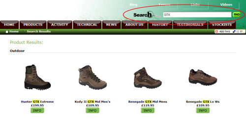 ecommerce search function
